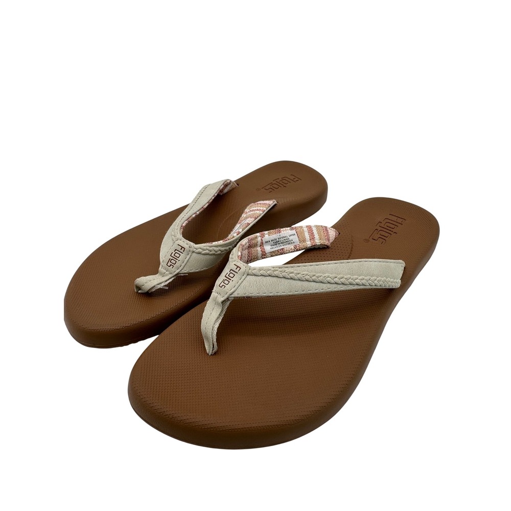 Flojos Flip Flops Womens Size 7 Brown Tan Sandals‎ Casual Comfort Beach Thong